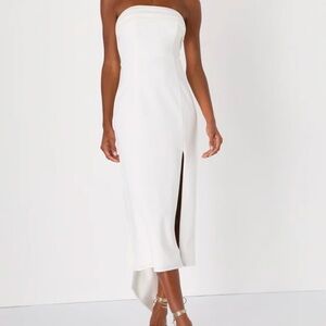 NWT Lulu’s Fabulous Phenomenon White Strapless Bow Midi Dress Size XS